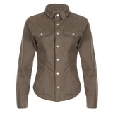 Retro Pleated Lapel Breasted Slim Fit Denim Shirt For Women-Outfit