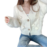 Fongt Outfit New Temperament Loose Outside Wear Knit Jacket Female Design Sense Bow Short Sweater Cardigan Coat Female-Outfit
