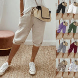 Fongt Women's Cotton Bag Loose Slacks Women's Trousers Five-Point Trousers