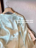 Chinese Style Dark Print Spliced Shirt Women's 2024 Spring New Light Extravagant High-End Retro Improved Shirt-Outfit