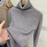 Women's Turtleneck Sweaters Warm Pullover Basic Slim Korean Casual Fall Winter Elegant Knitted Tops All Match