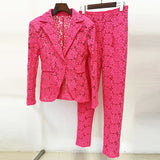 Fongt New Star Fashion Water-Soluble Lace Suit Small Foot Trousers Set Two Sets