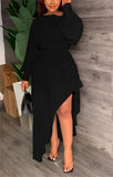 Independent Station Autumn And Winter Fashionable Solid Color Long-Sleeved Dress Women's Spot-Outfit