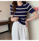 Fongt Knitted Shirt Girl 2023 Summer New Ocean With Small Thin