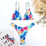 Fongt 2024 Swimsuit Bikini Three-Piece Ins Sexy Hot Girl Show Back Strap Print