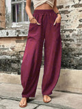 Solid Color Pocket Trousers With An