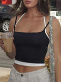 Contrast Color Tie Up Cami Top-Outfit