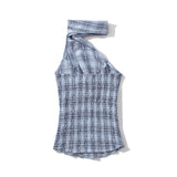 Fongt For Women's Clothing INS Burst Hanging Neck Tuck Top + Half-Dress Suit