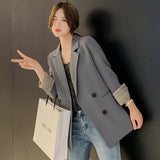 Spring And Summer New Korean Solid Color Small Suit Jacket Women's Casual Loose Coat Temperament Small Fragrant Style Suit Trend-Outfit