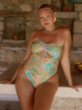 New Hanging Neck Print With Split Swimsuit Lady Sexy Bikini Beach