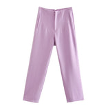 Fashionable Multi-Color Pendant High-Waisted Straight Harlan Casual Suit Trousers In Spring And Summer 2024-Outfit