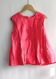 O Neck Pleated Shirts Blouses Loose Sleeveless Blusas Mujer Koreasn Chic Ruched Hem Shirt Tops Summer Clothes Women-Outfit