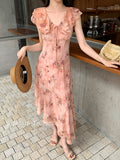 Fongt Xixi 13 Lines 2025 Summer New Elegant Temperament Printing Pure Desire High-Waist Short-Sleeved Dress 88362