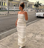 Luxury Gathered Maxi Formal Occasion Dresses Beige Spaghetti Strap Wedding Party Dresses Summer Prom Dress-Outfit