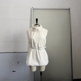 Fongt 2025 New Temperament V-Necked Liangs Sleeve Knitted Long Dress