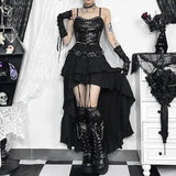 Spring 2024 New Hot Girls Dragging Skirt Dark Wind Retro Irregular Half Skirt-Outfit