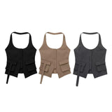 New Pocket Decoration Neck Collar Slim Blouse 3067029-Outfit