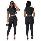 Ribbed Tracksuit Women Two Piece Set Summer Corset Crop Tops and Pants Sport Suit Casual Fitness Workout Sweatsuits-Outfit