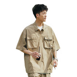 Shirt Men's Short-Sleeved Summer Tide Brand Trend Loose Big-Size Mountain Functional Tooling Shirt Half-Sleeved T-Shirt-Outfit