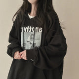Vintage Print Oversized Hoodie-Outfit