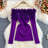 Women Knitting Full Sleeve Patchwork Sweaters Pullovers Girls Slim Floral Knitted Knitwear Tops GTA014-Outfit