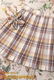 Sweet Bow Jk Plaid Skirt Women Fashion High Waist Adjust Button Girls Pleated Skirt Summer Preppy Style Sexy Mini