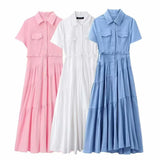 New Spring Style Spliced Dress With Belt Shirt 2240371-Outfit