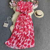 Chiffon Short-Sleeved Dress-Outfit