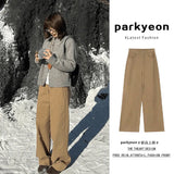 Fongt Color High-Waisted Broad-Legged Casual Pants Women 2025 Autumn And Winter Small Thick Loose Straight Long Trousers