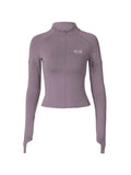 Zip-Up Long Sleeve Crop Top-Outfit