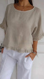 Fongt Summer New Solid Color Lotus Leaf Side T-Shirt Women's Leisure Short-Sleeved Top