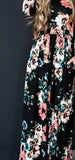 Summer Round Neck Flowers Print Long Sleeve