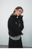 [Daihe] Winter New Casual High Collar Full Wool Fun Embroidery Short Woolen Jacket H7932-Outfit
