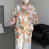 Cute Fruit Peaches Full Print Shirts Loose Half Sleeve Summer Blouse Funny Hawaii Tops Oversized Mens Hip Hop Casual Coat-Outfit