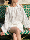 Fongt Spring And Summer New Small Fragrant Style Shorts Set Of Women's Long-Sleeved French Embroidery Tops Shenzhen South Oil Women's