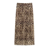 Fongt Summer New Women's Animal Patterned Mesh Tsets + Half-Dress Two Sets