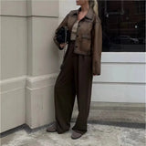 Fongt Women's Clothing Explosion Retro Oil Wax Locomotive Wind Queen Brown Leather Short Jacket Outside