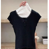 And Comfortable Solid Color Lace Lace Lace Collar Knitted Knit Shirt Short Sleeve Summer New Sweet Thin Top