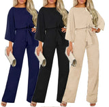Fashion Batwing Long Sleeve Lace-up One-piece