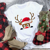 Hat Family Red Printed T-shirts Mom and Me Santa