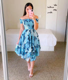 Fashion Collar Asymmetric Shoulder Short Sleeve Print