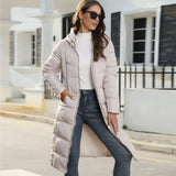 Hooded Women's Cotton-Padded Clothes Medium And Long Style Slim Cotton-Padded Jackets To Keep Warm And Down Cotton-Padded Clothes-Outfit