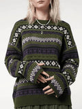 Long Sleeve Vintage Jacquard Sweater-Outfit