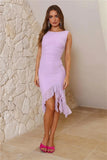 Mesh Ruffle Sleeveless Midi Dress-Outfit
