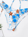 Wave Floral Print Bikini Set-Outfit