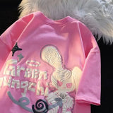 Dark Evil Rabbit Goth Cartoon T Shirts Hip Hop Street Kawaii Tee Men Women Oversized Short Sleeve Cotton Summer Y2K