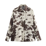 Fongt Women's INS Explosion Animal Printed Shirt + With Belt Silk Styt Dress Set