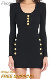 2023 New Autumn Design Fashion Pink Knitted Suit Sweater Mini Slim Skirt Button Tight Sexy Celebrity Party 2-Piece