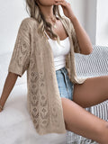 Real Shooting Spring And Summer Hollow Short-Sleeved Knitted Cardigan Holiday Sunscreen Shirt Women's