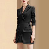 TWOTWINSTYLE Casual Khaki Two Piece Set Women Notched Long Sleeve Blazer High Waist Irregular Mini Skirt Women's Suit 2022